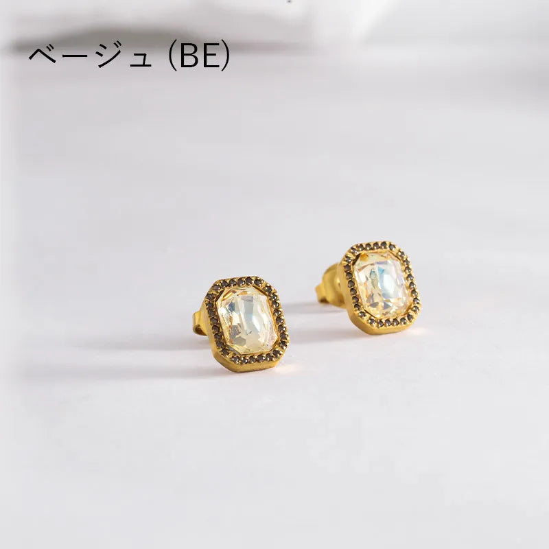 2トーンビジュースクエアピアス