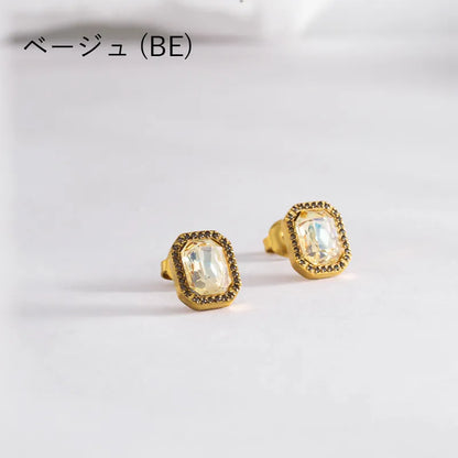2トーンビジュースクエアピアス