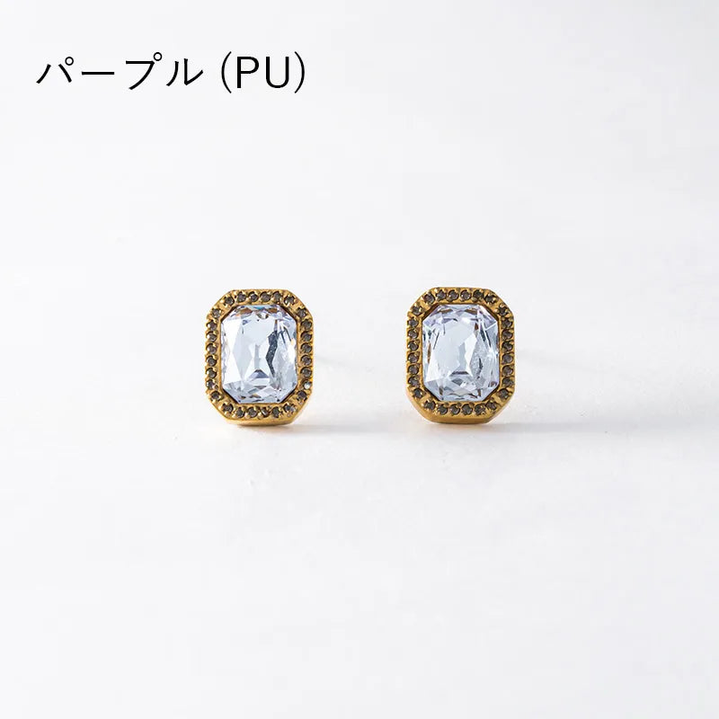 2トーンビジュースクエアピアス