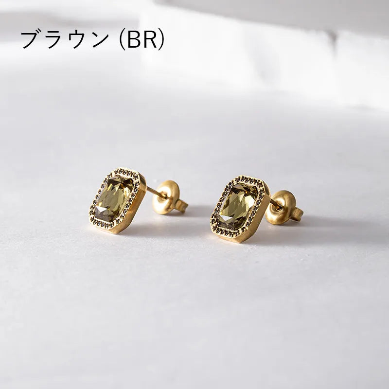 2トーンビジュースクエアピアス