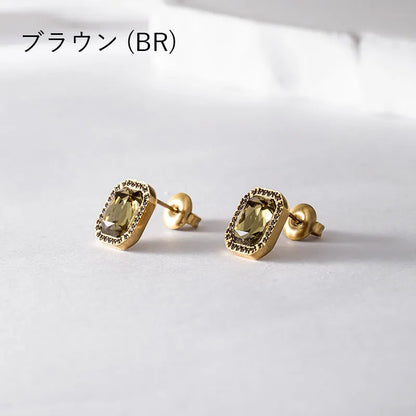 2トーンビジュースクエアピアス