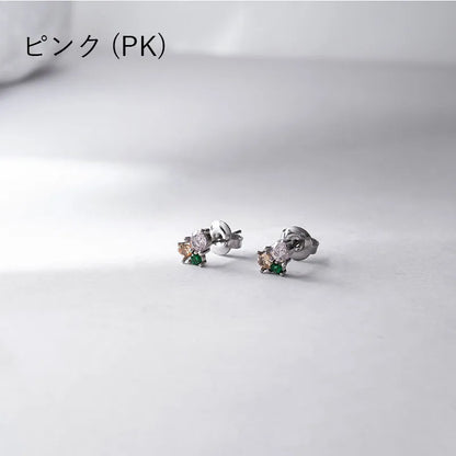 トライカラー ビジューピアス