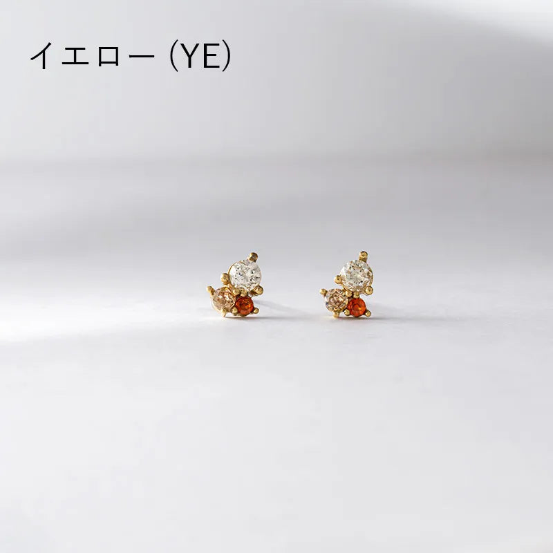 トライカラー ビジューピアス