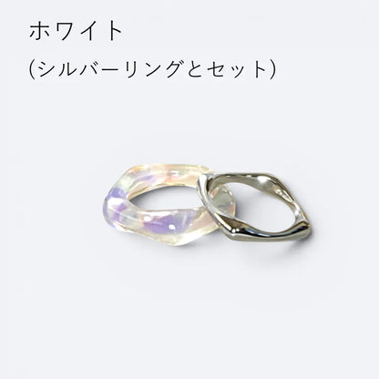 マーブルカラー×メタルスクエアリング【2本セット】