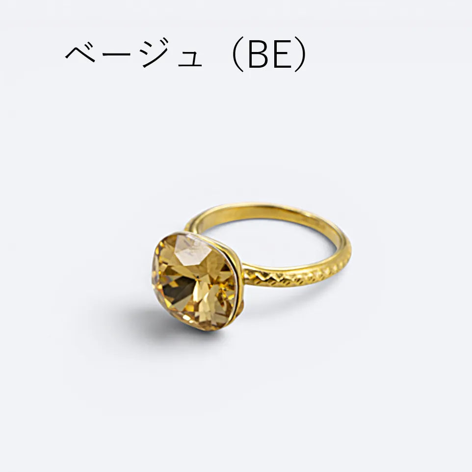 カラーストーンスクエアボリュームリング