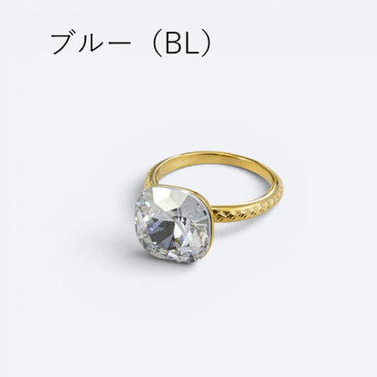 カラーストーンスクエアボリュームリング
