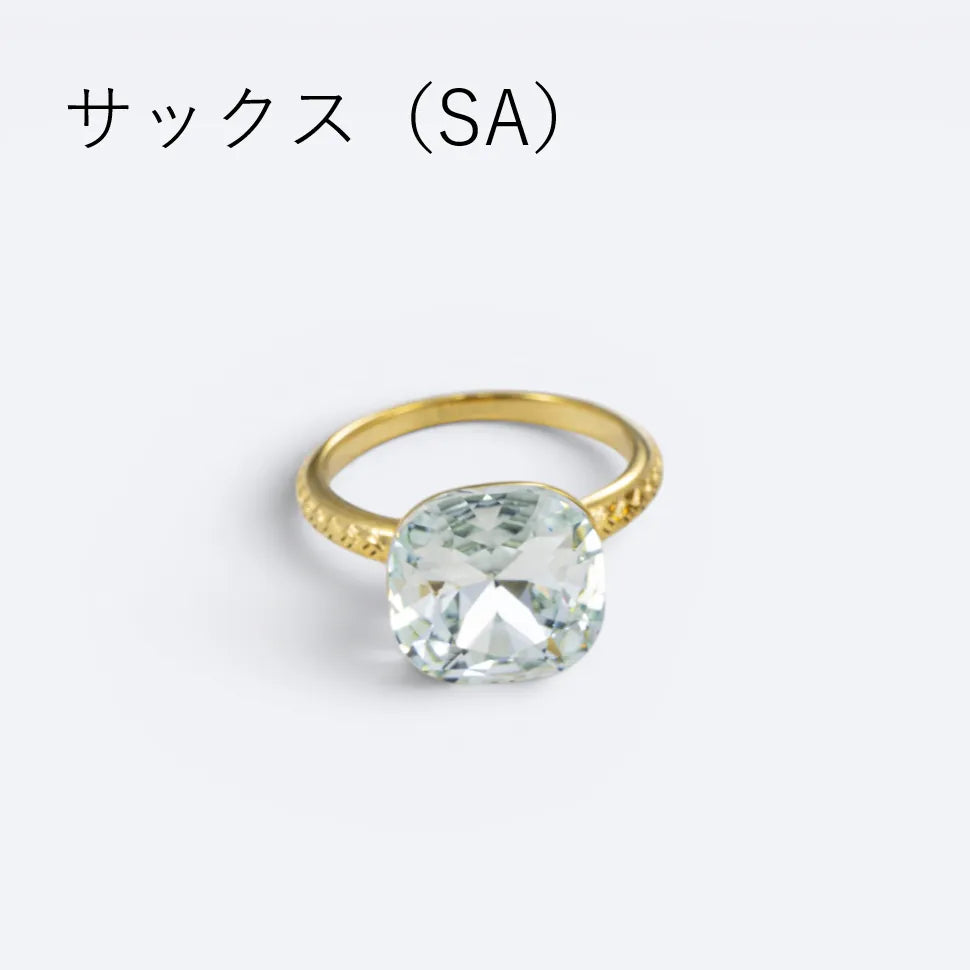 カラーストーンスクエアボリュームリング