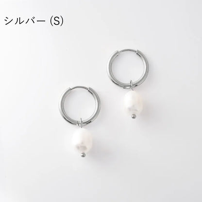 淡水パール×フープピアス