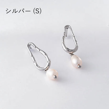 淡水パール×デザインパーツピアス