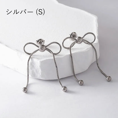 メタルチェーンリボンピアス