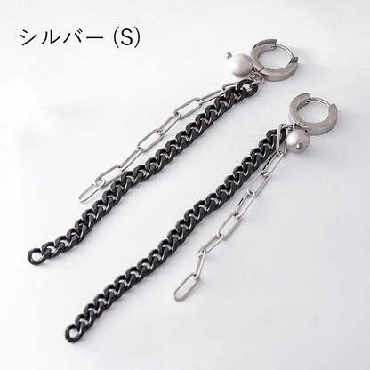 パール×チェーンロングピアス