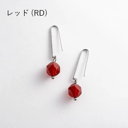ストーン＆ロングフックピアス