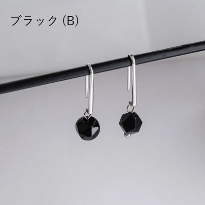 ストーン＆ロングフックピアス