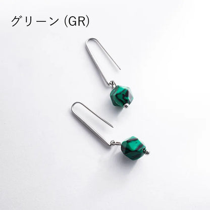 ストーン＆ロングフックピアス